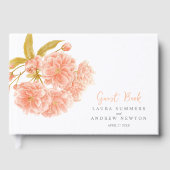 桃さくらんぼの花の水の色のカスタムウェディング ゲストブック (正面)