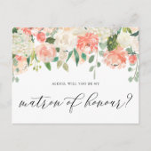 桃とアイボリーの花が私の名誉の母 ポストカード (正面)