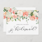 桃とアイボリーの花が私の後輩 ポストカード (正面/裏面)