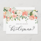 桃とアイボリーの花が私の花嫁になる ポストカード (正面/裏面)