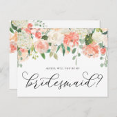 桃とアイボリーの花が私の花嫁になる ポストカード (正面/裏面)