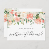 桃とアイボリーの花を私のウェディングプランナーに ポストカード (正面/裏面)