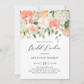 桃とアイボリー水彩花ブライダルルンチョン 招待状 (正面)