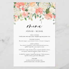 桃とアイボリー水彩花結婚のメニュー