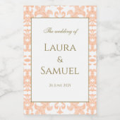 桃とエレガント金ゴールドミニワインラベル ワインラベル (シングルラベル)