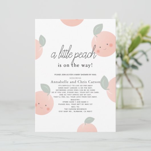 桃とクリームかわいいかわいいベビーシャワーbyメール 招待状 (スタンド正面)