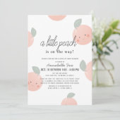 桃とクリームかわいいかわいい車で赤ちゃんシャワー 招待状 (スタンド正面)