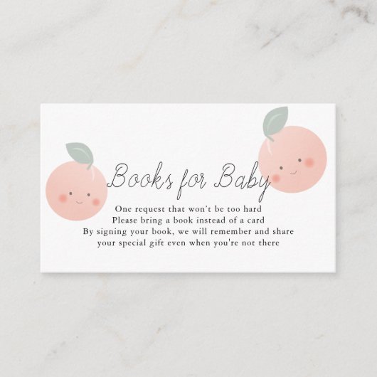 桃とクリームかわいい赤ちゃんシャワーブックリクエスト エンクロージャーカード (正面)