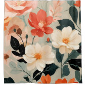 桃とクリームのフローラ シャワーカーテン (正面)