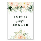 桃とクリームの水彩葉+葉結婚の葉 テーブルナンバー (裏面)