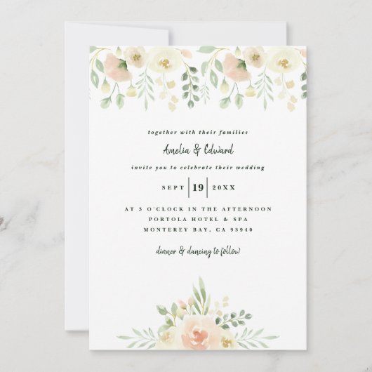 桃とクリームの水色の葉+葉結婚の色 (正面)