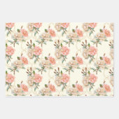 桃とクリームバラ包装紙セット ラッピングペーパーシート (正面)