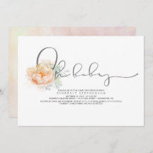 桃とクリームフローラスクリプト赤ちゃんシャワー