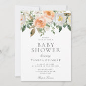 桃とクリームフローラベビーシャワー 招待状 (正面)