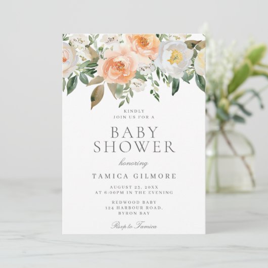 桃とクリームフローラベビーシャワー 招待状 (スタンド正面)