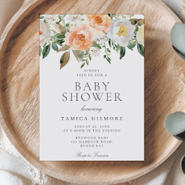 桃とクリームフローラベビーシャワー 招待状