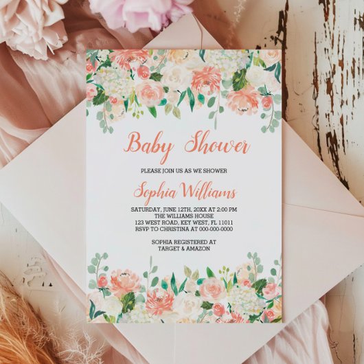 桃とクリームベビーシャワー招待状 招待状