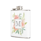 桃とクリームモノグラムのフローラ フラスク (左)