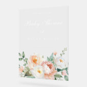 桃とクリーム植物大きな赤ちゃんシャワーサイン アクリルサイン (傾斜)