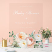 桃とクリーム植物大きな赤ちゃんシャワーサイン アクリルサイン (ウェディング)