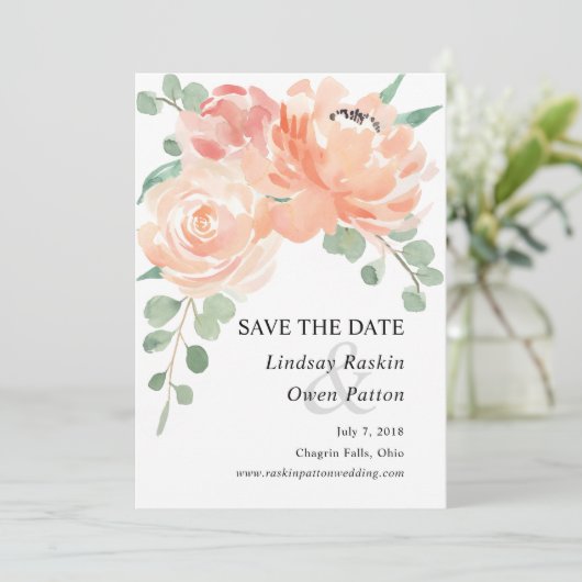 桃とクリーム水の色のフローラ日付を保存 セーブザデート (スタンド正面)