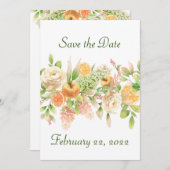 桃とクリーム花と果物 セーブザデート (正面/裏面)