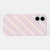 桃とクリーム5つのストライプパターン iPhone 16ケース (裏面横)