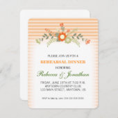 桃とグリーンの花の結婚式リハーサルディナー 招待状 (正面/裏面)