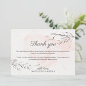 桃とグレーのロマンチックなフローラエレガントな結婚式 サンキューカード (スタンド正面)