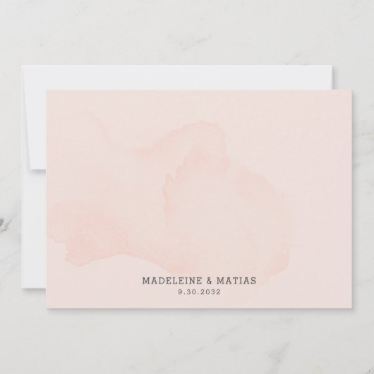 桃とグレーのロマンチックなフローラエレガントな結婚式 サンキューカード (裏面)