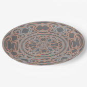 桃とグレーデザイン紙プレート ペーパープレート (アングル)