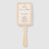 桃とゴールドのシェブロンの結婚式プログラム ハンドファン (正面)