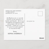 桃とゴールドの洗礼お礼 ポストカード (裏面)