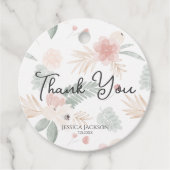 桃とサボテンの水彩花 ブライダルシャワーのギフトタグ フェイバータグ (正面)