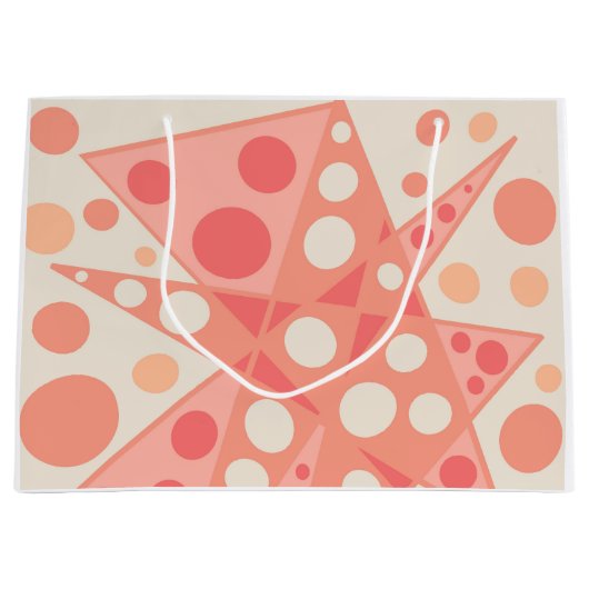 桃とサンゴの抽象芸術形状 ラージペーパーバッグ (正面)