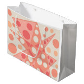 桃とサンゴの抽象芸術形状 ラージペーパーバッグ (正面アングル)