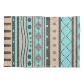 桃とターコイズの部族模様 枕カバー (裏面-左)