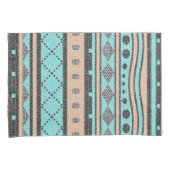 桃とターコイズの部族模様 枕カバー (正面右)