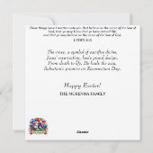 桃とティール(緑がかった色)の水の色バニーイースターティーパーティー シーズンカード (裏面)