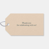 桃とティール（緑がかった色）フローラ水色結婚の感謝 ギフトタグ (裏面横)