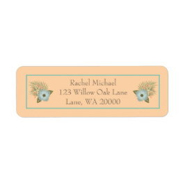 桃とティール（緑がかった色）熱帯フローラ ラベル