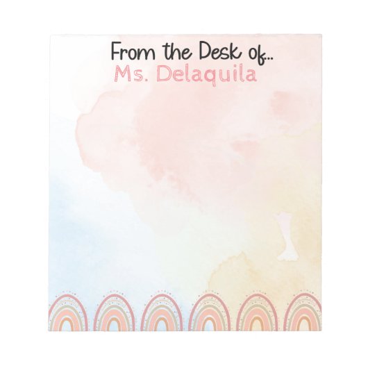 桃とピンクのトーンのメモパーソナライズされた帳 ノートパッド (正面)