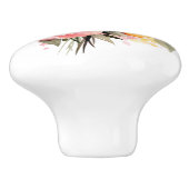 桃とピンクのバラの美しい茎 セラミックノブ (側面)