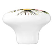 桃とピンクのバラの美しい茎 セラミックノブ (側面)