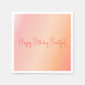 桃とピンクのレインボースタイリング スタンダードカクテルナプキン (正面)