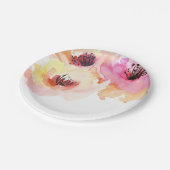 桃とピンクの水の色のフローラ ペーパープレート (アングル)