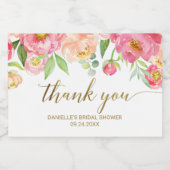 桃とピンクの牡丹の花ありがとうございました スパークリングワインラベル (シングルラベル)