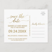 桃とピンクの牡丹の花の結婚式の日付を保存 案内ポストカード (裏面)