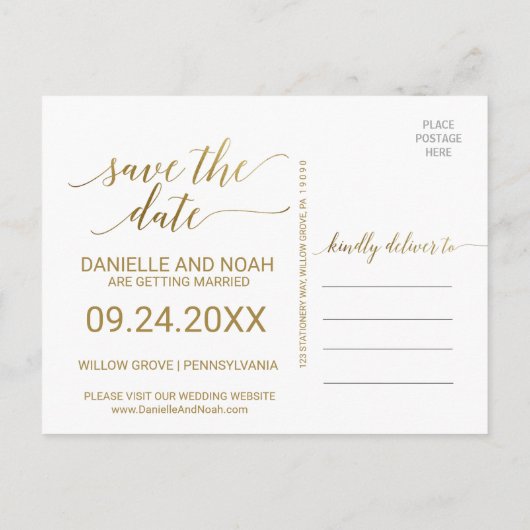 桃とピンクの牡丹の花の結婚式の日付を保存 案内ポストカード (裏面)