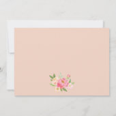 桃とピンクの牡丹の花の駆け落ち発表 案内状 (裏面)